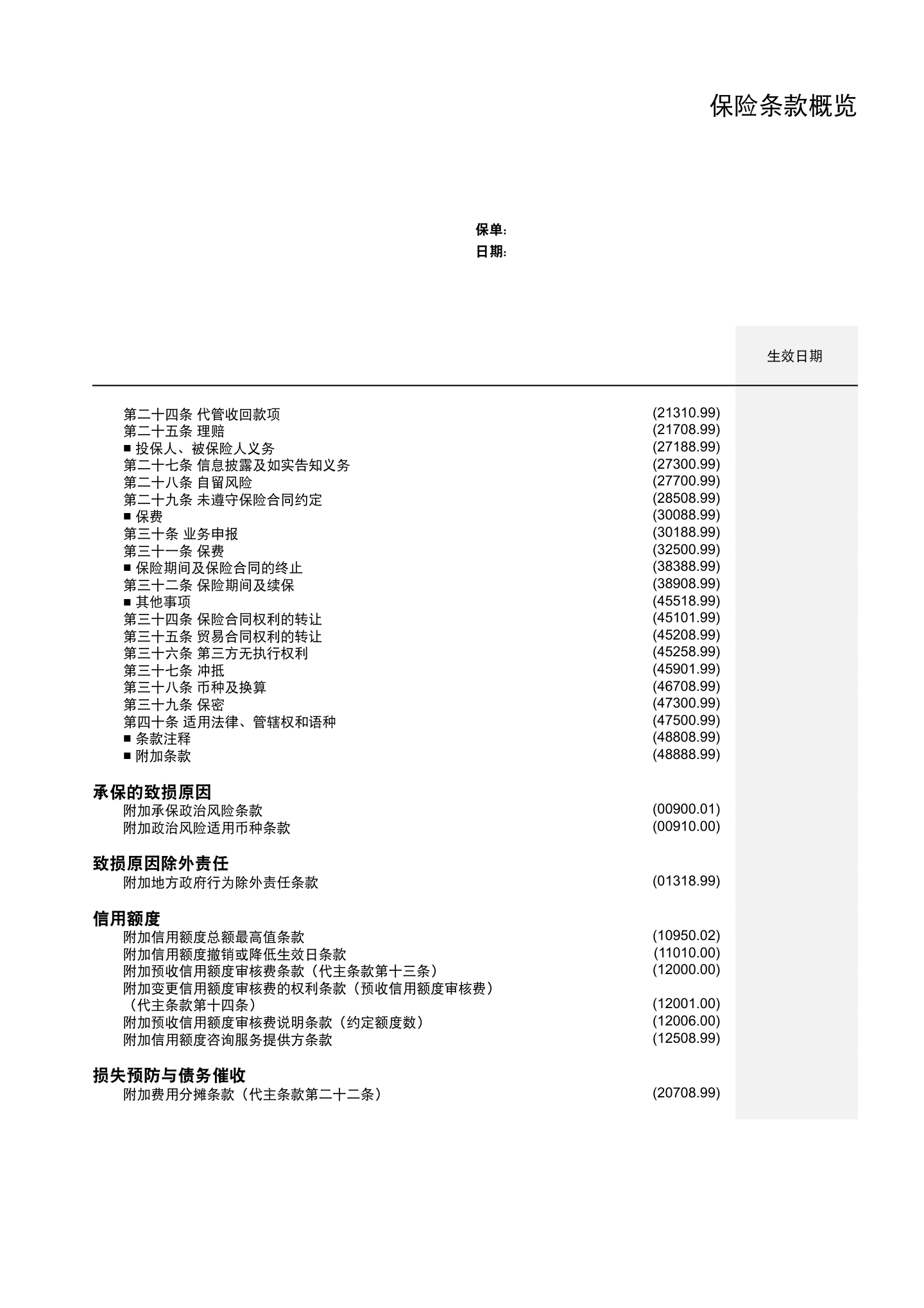 出口贸易信用保险条款及附加条款（全文），第2页
